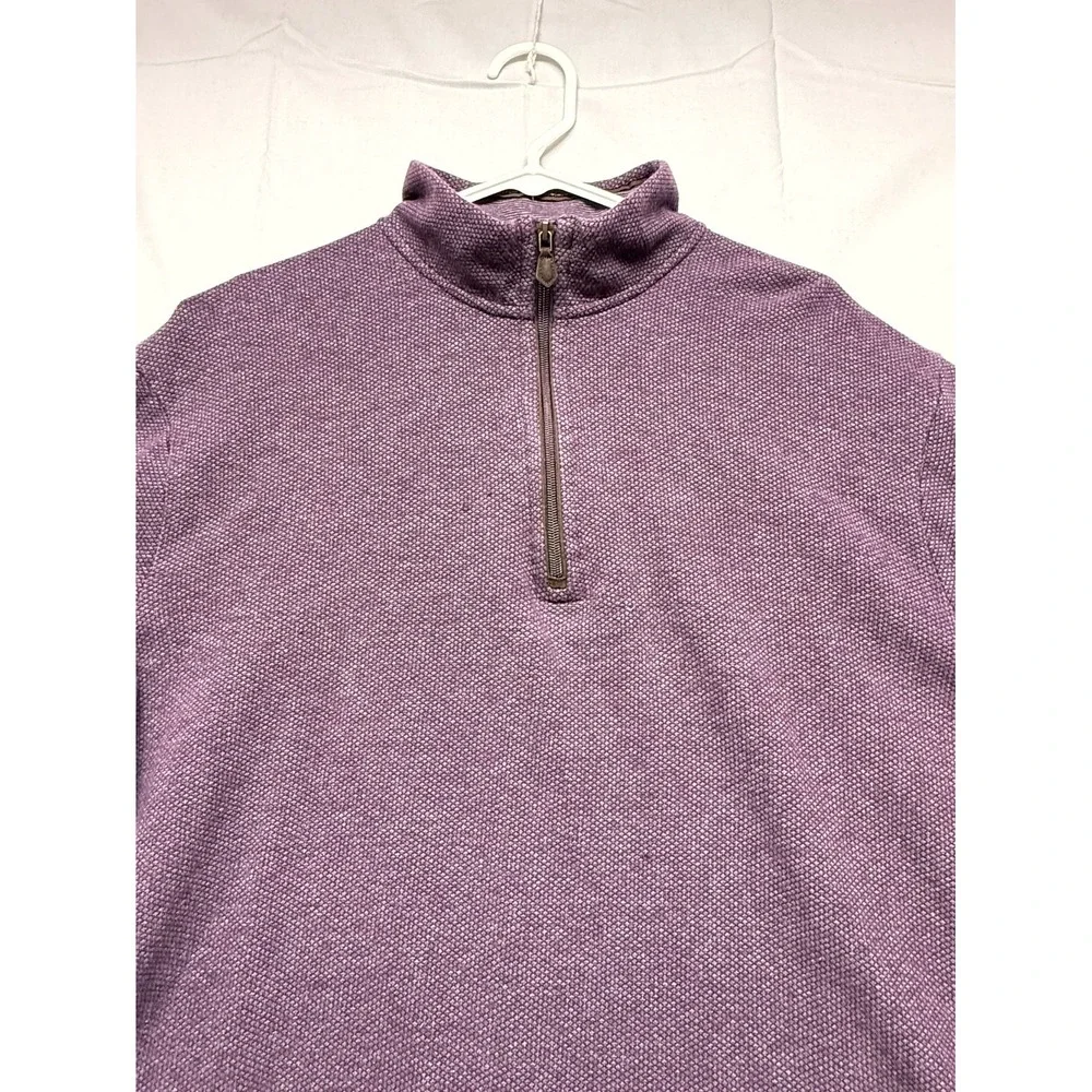 JoS. A. Bank Reserve Sweater Men XL Purple Traditional Fit Quarter Zip Mock Neck